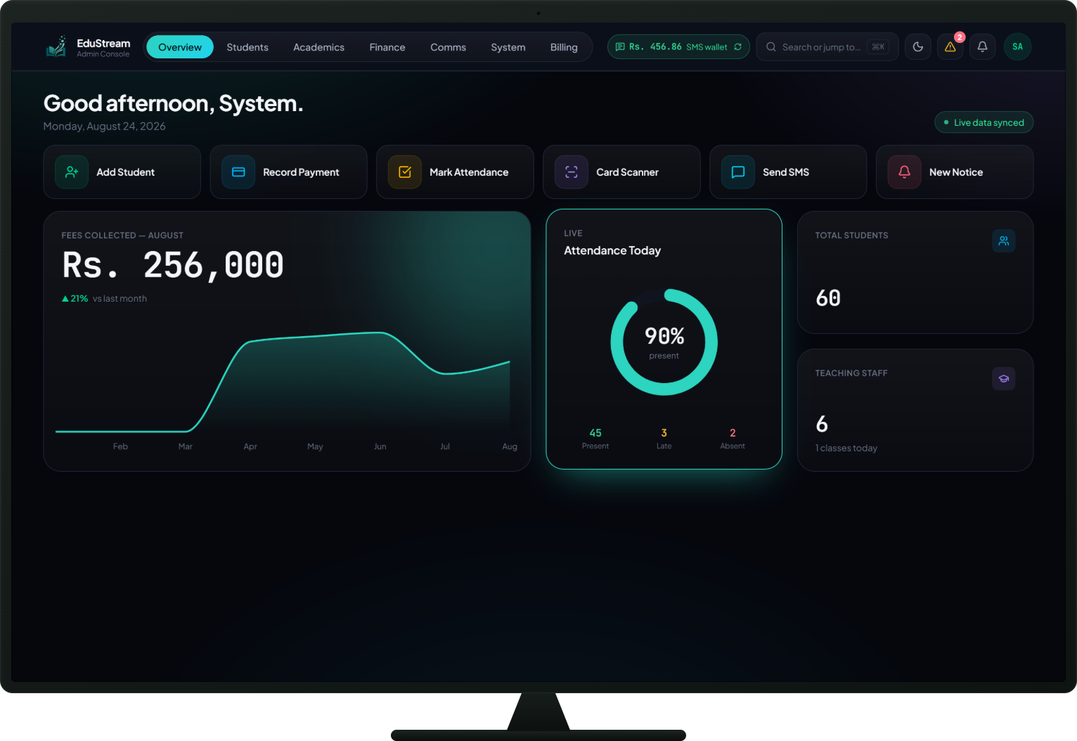EduStream admin dashboard